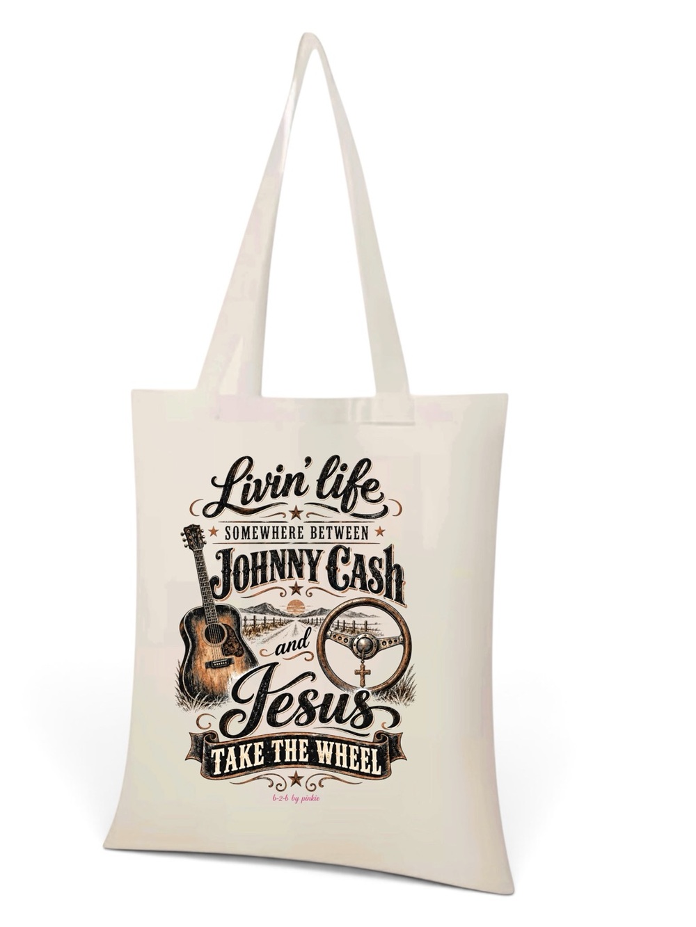 Johnny Cash & Jesus Graphic Tote Bag